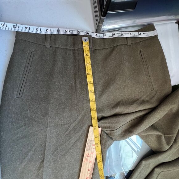 Lana Lee Flat Front Straight Trouser Pants Size 10 Wool Blend Khaki NEW Career - Picture 7 of 12
